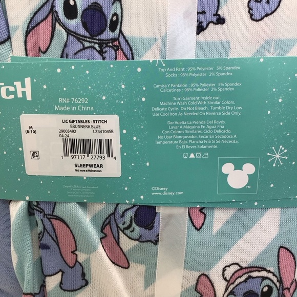 Disney Womens 3pc Stitch Lounge Pajama Top & Pants w/ Socks Set Size Medium 8-10 - Picture 6 of 7